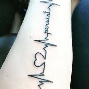 Single line tattoo, came out just like the proof I took in. I get compliments on it a lot.