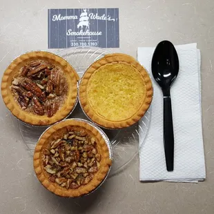Pecan Pie, Chess Pie, and Chocolate Bourbon Pecan Pie.
