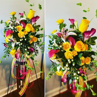 Wind chimes with fresh flowers