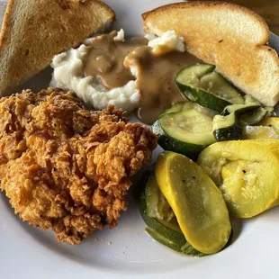 Came back for Tue special.  This time the veggies are different than what is advertised and they forgot the gravy on my CFC.