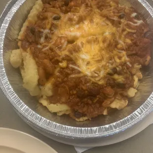 Chili Fries with Cheddar Cheese