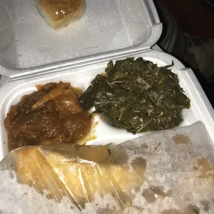 Strings Yams and turkey collards. Collards were good