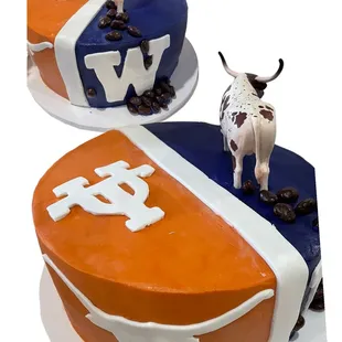 a cake with a dog on top