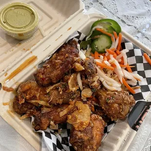 Wings are great and still crunchy even after doordash delivery.