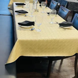 The classy table settings.