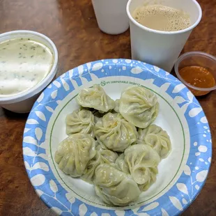 Chicken Jhol Momo with Masala Chai