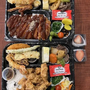 Chicken karaage bento and chicken katsu bento!!!