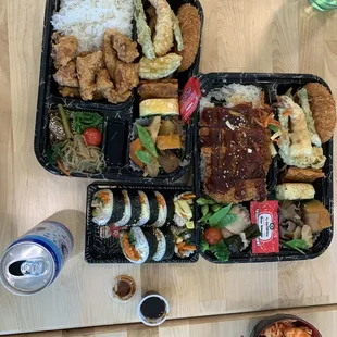 Chicken Karaage Bento, Chicken Katsu Bento, Tuna Kimbap