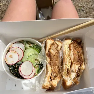 Chicken Katsu Sando with Cucumber Salad