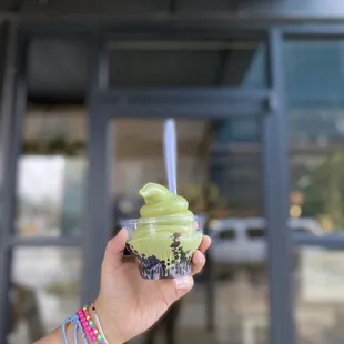 matcha soft-serve with baby boba