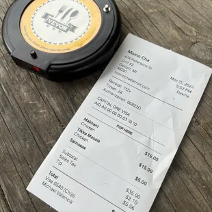 a receipt and a calculator