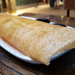 Masala dosa ($10), vegan by default. Crepe batter was weirdly sweet. Not good.