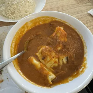 Wild spicy curry chicken momos