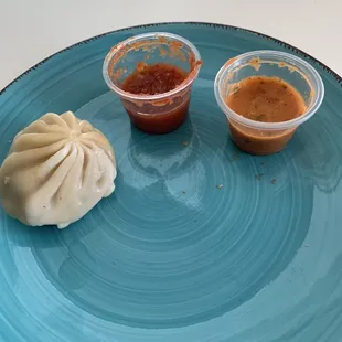 $1 worth of sauces with bad chicken momo