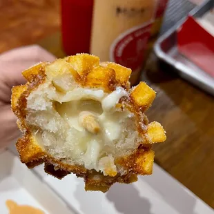 Inside the Mozzarella and Hotdog with potatoes outside