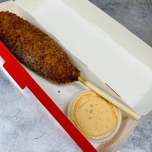 Mozzarella hotdog with Momo sauce