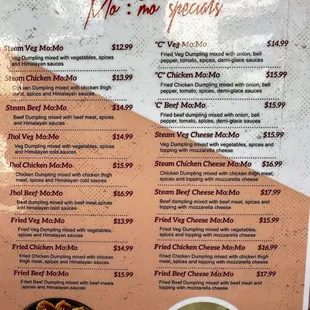menu