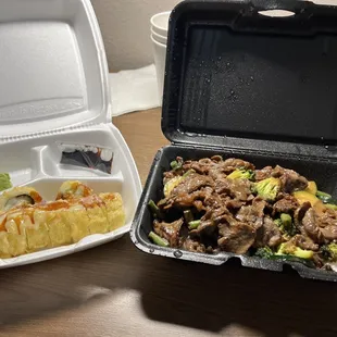 California Tempura Roll and Bulgari rice bowl.