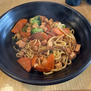Teriyaki Chicken bowl with broccoli and carrots.