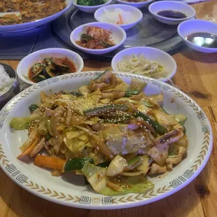 Spicy squid and veggies