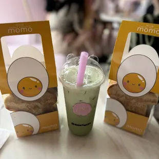 Beef bulgogi sandwich, spam sandwich, Chizu matcha latte