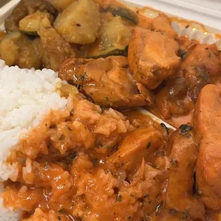 a close up of a meal in a styrofoam container