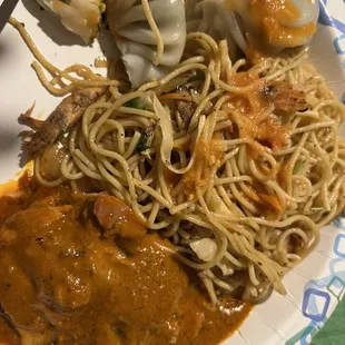 Butter Chicken Chicken Stir Fried Noodles Buffalo Momo