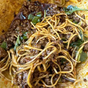 Spicy momo noodle (with pork)