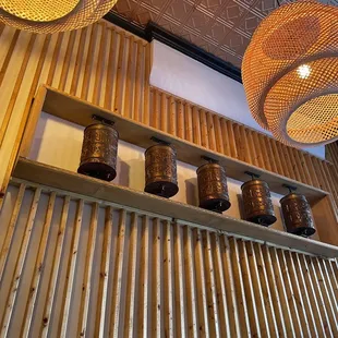 a row of jars on a shelf