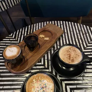 gingerbread chai, teddy graham, sugar cookie latte
