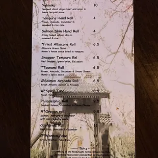 the menu