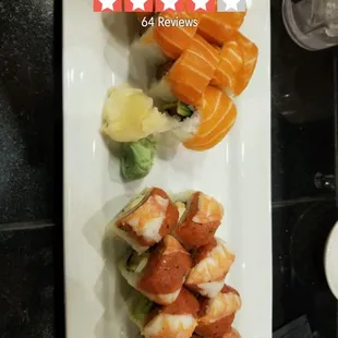 Top is the Alaska roll. Bottom is the DJ.