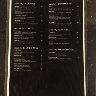 menu