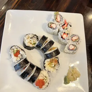 Sushi Combination lunch - California Roll, Spicy Tuna Roll, Shrimp Tempura Roll