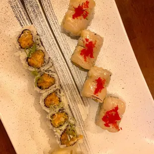 Sexy Scallop Roll, Yellowtail Scallion.