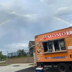 a rainbow in the sky