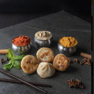 a variety of food items on a table