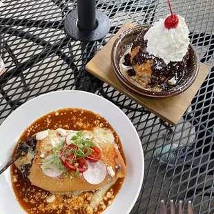 two plates of food on a table