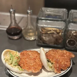 Seared shrimp buns