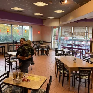 The inside has a warm and inviting atmosphere.