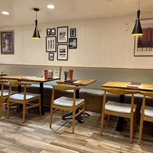 tables and chairs in a restaurant