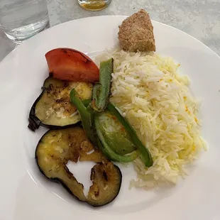 rice and grilled veggies complemented the meal