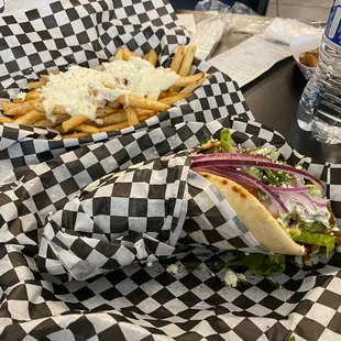 Beef &amp; lamb gyro with Greek fries