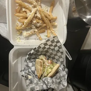 Falafel Sandwich Garlic Greek Fries