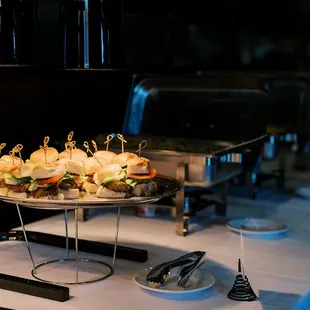 Burger sliders and hot bar.