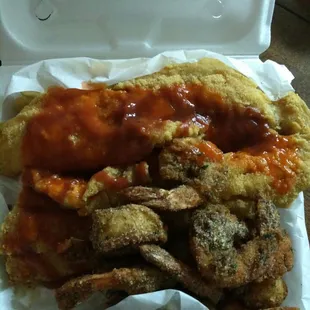 Whiting and jumbo shrimp.