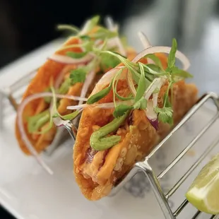 spicy ahi tacos - ridiculously small