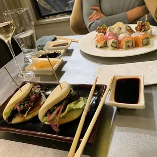 Bao and sushi