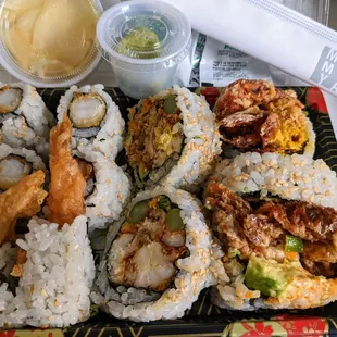 Shrimp tempura roll and Spider roll