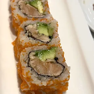 Seared salmon belly avocado roll